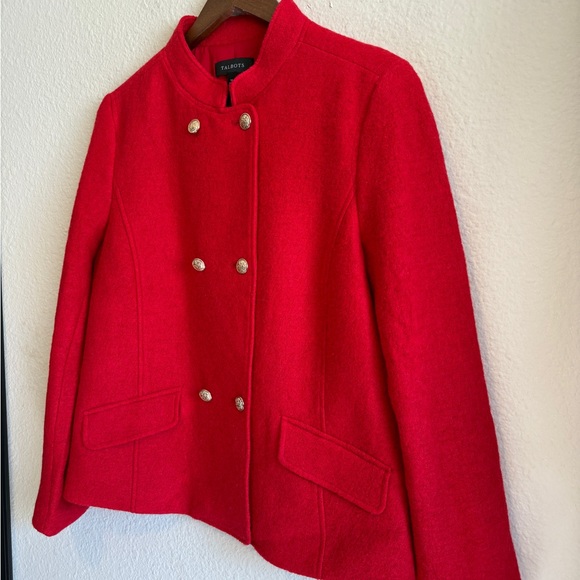 Talbots Red Double-Breasted Wool Blend Jacket – Size 14 - Picture 4 of 13